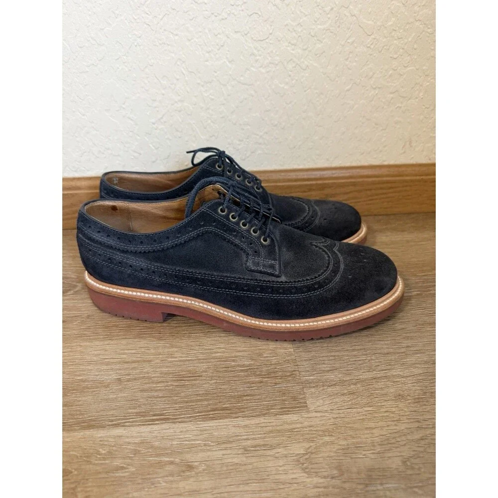 J.Crew Kenton Navy Blue Suede Wing Tip Oxford Shoes Size Men’s 9 Preppy Classic